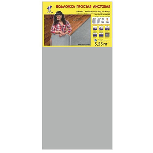 Подложка листовая под ламинат Солид XPS 3мм/5,25м2 серая